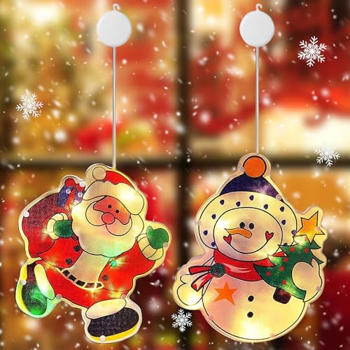 2 PCS Weihnachtsdeko Fenster Saugnapf Weihnachten Lichter Weihnachts Licht Hängende Fensterlicht Christmas Suction Cup Light Hängenden Dekorative Lweihnachtsdeko Weihnachtsdekoration für Innenräume von Booaee