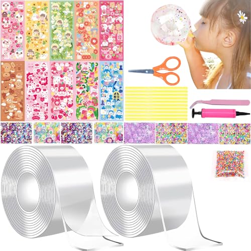 34 Stück Nano Tape Bubbles Set, Doppelseitiges Klebeband DIY Craft, Klebeband Blowing Bubble Tape Diy Craft Kit, Wiederverwendbar Nano Tape Bubbles Multipurpose Blasen Tape Handmade Transparent Poster von Booaee