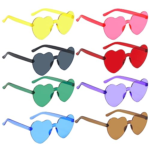 Herz Sonnenbrille,8 Stück Party Brille,Magische Farben Party Brille,Brille Lustig,Hippie Brille,Herzform Sonnenbrille,Partybrille für Fasching Foto Requisiten Geburtstagsfeier für Kinder und Erwachsen von Booaee