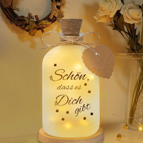 LED Flaschenlicht Hochzeit,Gefrostet LED Flaschenlicht mit Spruch Schön,Dass Es Dich Gibt,Beleuchtete Flasche mit Korken,LED Flaschenlicht Geschenke für Frauen Freundin Geburtstag Hochzeit Weihnachten von Booaee