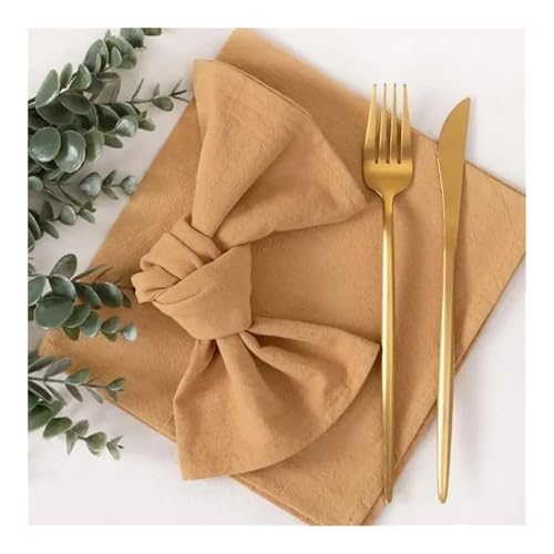 4 rote Weihnachtsservietten, waschbar, 40 x 40 cm, 100 % Baumwolle, Geschirrtuch für Abendessen, Hochzeit und Partys, Dekoration (4 Stück Khaki) von BooeDareno