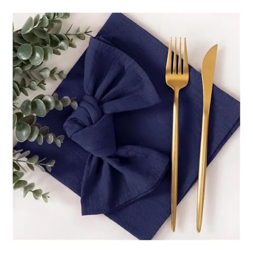 4 rote Weihnachtsservietten, waschbar, 40 x 40 cm, 100 % Baumwolle, Geschirrtuch für Abendessen, Hochzeit und Partys, Dekoration (4 Stück marineblau) von BooeDareno