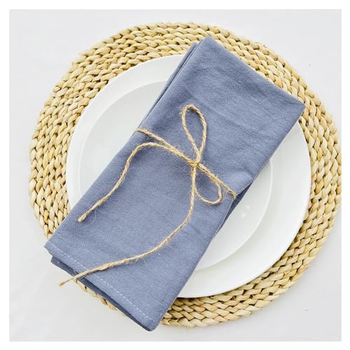 Set mit 12 Baumwollservietten, 30 x 45 cm, staubblau, Stoffserviette, Küche, Geschirrtuch, Tischtuch für Zuhause, Hochzeit, Dekoration, Weihnachten (12 Stück, grau) von BooeDareno