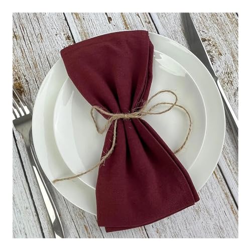 Set mit 6 Baumwollservietten, 30 x 45 cm, Weihnachtsdekoration, Stoffserviette, Küche, Geschirrtuch, Zuhause, Hochzeit, Tischdekoration (6 Stück, Burgunderrot) von BooeDareno