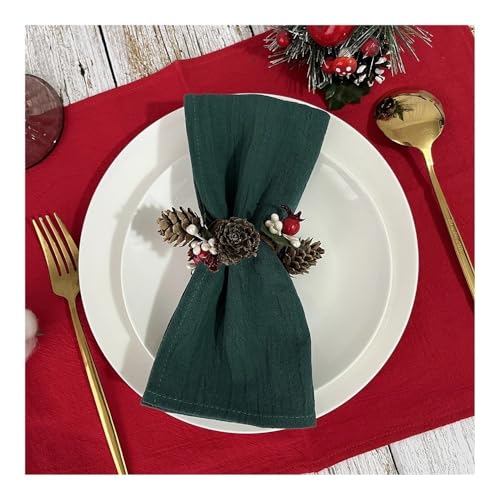 Set mit 6 Baumwollservietten, 30 x 45 cm, Weihnachtsdekoration, Stoffserviette, Küche, Geschirrtuch, Zuhause, Hochzeit, Tischdekoration (6 Stück Weihnachtsgrün) von BooeDareno