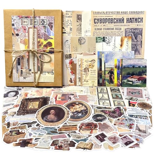 100Pcs Vintage Scrapbooking Sticker Set Retro Bullet Journal Aesthetic Sticker Bastelpapier Washi Aufkleber Journaling Zubehör Dekorativ Sticker für Fotoalbum Tagebuch Notizbuch Sammelalbum Kalender von BoomTeck