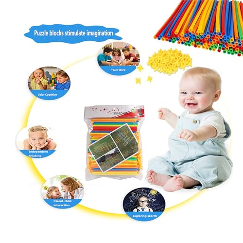 Boosns Strohhalme Verbinder Montieren Spielzeug Strohspielzeug Spiel Kreative kit Lernspielzeug für Kinder (400) von Boosns