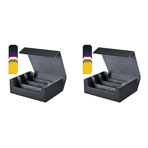 Booso 2X Kartenaufbewahrungsbox für Sammelkarten, 1800+ PU-KartendeckhüLle, Kartenbox mit Magnetverschluss für Magnetische Spielkarten, Schwarz von Booso