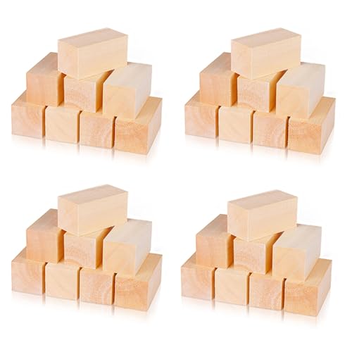 Booso 32X SchnitzblöCke Aus Lindenholz, 10,2 X 5,1 X 5,1 Cm, GroßEs Whittling Holzschnitzblock Set für Kinder, Erwachsene, AnfäNger oder Experten von Booso