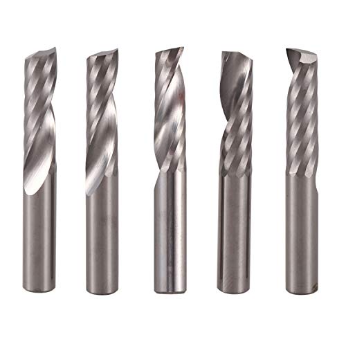 Booso 5 Stück 6 mm 1/4 Hartmetall CNC Router Bits ein einfacher Flöte Fräswerkzeuge mit Spitze 22 mm von Booso