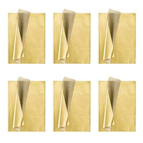 Booso Gold Seiden Papier, 600 Blatt Metallic Verpackung Geschenkpapier für Geburtstag Feier, JubiläUm Valentinstag Geschenk Papier Dekoration von Booso