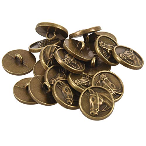 Booso Knöpfe aus Zinklegierung, Pferdekopf, rund, bronzefarben, 15 mm Durchmesser, 20 Stück von Booso
