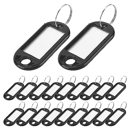 Booso Schlüssel-ID-Etiketten, Spaltring, Schlüsselanhänger, Schwarz, 20 Stück von Booso