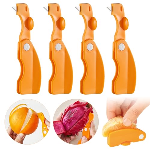 Orangenschäler,Bootoow 4Pcs Universalschäler,Multifunktional Orangenschneider Zitronenschäler Zitrusfrüchte-Schäler Fruchtschäler Plastikschäler Küchengeräte Zitrone Und Grapefruit Schälen,Schäler von Bootoow