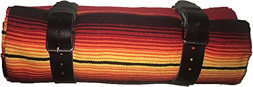 Border Town Industries Serape Aufrollbare Decke mit Lederband für Harley Davidson (Orange, Rot Sonnenaufgang) von Border Town Industries