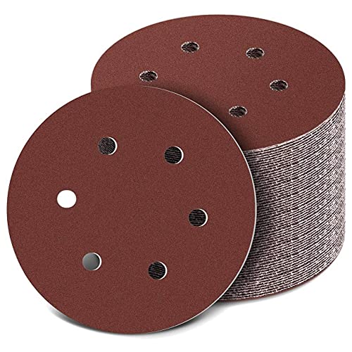 Bordhap 150 mm Schleifscheibe, 15,2 cm Klett-Schleifpads, 100-teiliges Schleifpapier-Set, verschiedene Körnungen für Exzenterschleifer von Bordhap