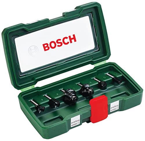 Bosch Accessories 6tlg. Hartmetall Fräser Set (für Holz, Ø-Schaft 6 mm, Zubehör Oberfräse) von Bosch