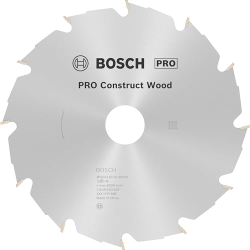 Bosch 1x PRO Construction Wood Kreissägeblatt für Netz-Handkreissägen (für Bauholz mit Mörtel und Nägeln, Holz mit Nägeln, Ø mm, Professional Zubehör Handkreissäge) von Bosch