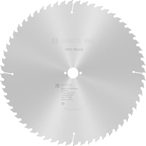 Bosch 1x PRO Wood Kreissägeblatt für Netz-Tischkreissägen (für Weichholz, Hartholz, Ø mm, Professional Zubehör Tischkreissäge) von Bosch