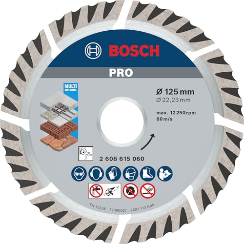 Bosch 10x PRO Multi Material Longlife Diamanttrennscheiben für 22,23‑mm-Bohrung und kleine Winkelschleifer (für Beton, Stahlbeton, Ø 125 mm, Professional Zubehör Kleiner Winkelschleifer) von Bosch