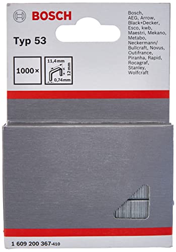 Bosch Professional 1000x Feindrahtklammer Typ 53 (Natürliche Materialien, Textilien, Karton, 11.4 x 0.74 x 12 mm, Zubehör Tacker) von Bosch
