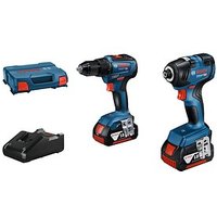 BOSCH Professional GDR 18V-200 + GSR 18V-55 Akku-Drehschlagschrauber-Set 2x 18,0 V, mit 2 Akkus von Bosch Professional