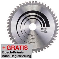 AKTION: BOSCH Optiline Wood Kreissägeblatt 216,0 mm, 48 Zähne mit Prämie nach Registrierung von Bosch