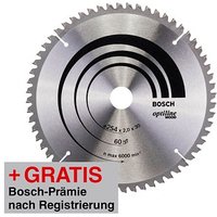 AKTION: BOSCH Optiline Wood Kreissägeblatt 254,0 mm, 60 Zähne mit Prämie nach Registrierung von Bosch