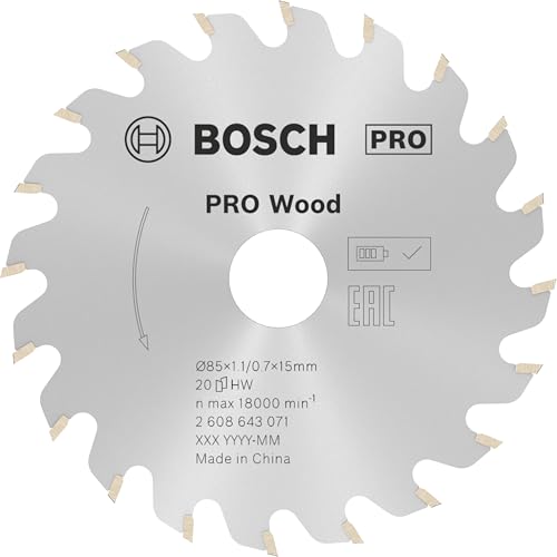 Bosch 1x PRO Wood Kreissägeblatt für Akku-Handkreissägen (für Weichholz, Hartholz, Ø mm, Professional Zubehör Handkreissäge) von Bosch