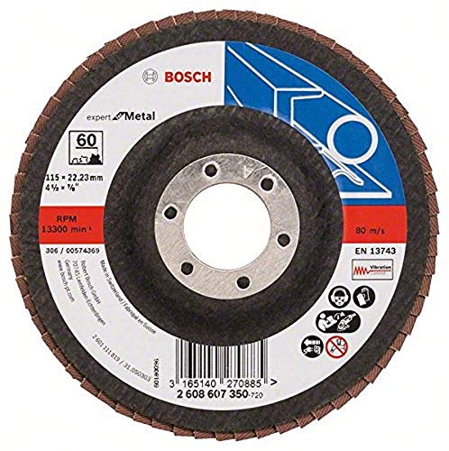 Bosch Accessories Professional Fächerschleifscheibe (für Winkelschleifer verschiedene Materialien, Ø 115 mm, Körnung 60), Schwarz von Bosch