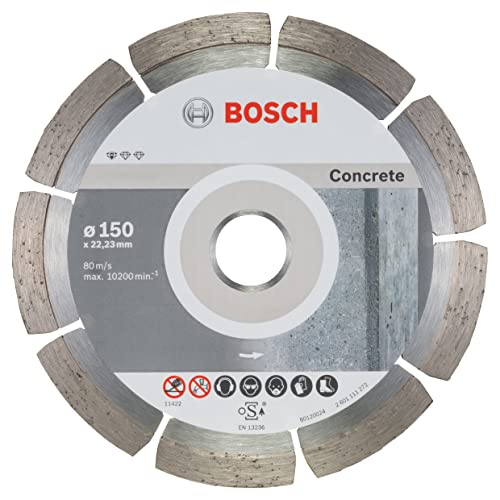 Bosch Professional 1x Diamanttrennscheibe Standard for Concrete (für Beton, Porenbeton, Ø 150 x 22,23 x 2 x 10 mm, Zubehör für Winkelschleifer) von Bosch