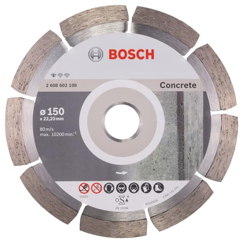 Bosch Professional 1x Diamanttrennscheibe Standard for Concrete (für Beton, Porenbeton, Ø 150 x 22,23 x 2 x 10 mm, Zubehör für Winkelschleifer) von Bosch