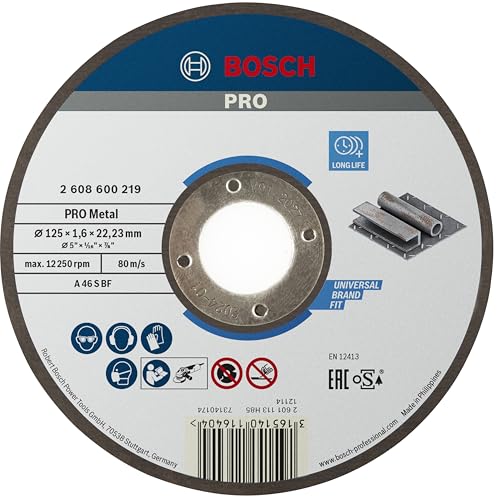 Bosch 1x PRO Metal Longlife Trennscheibe für kleine Winkelschleifer und 22,23‑mm-Bohrung (für Stahl, Ø 125 mm, Professional Zubehör Kleiner Winkelschleifer) von Bosch