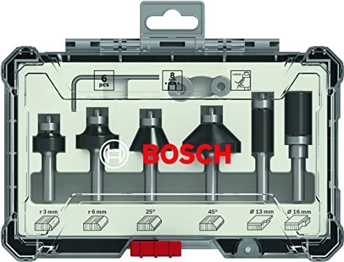 Bosch Professional 6tlg. Rand- und Kantenfräser Set (für Holz, Zubehör Oberfräsen mit 8 mm Schaft) von Bosch