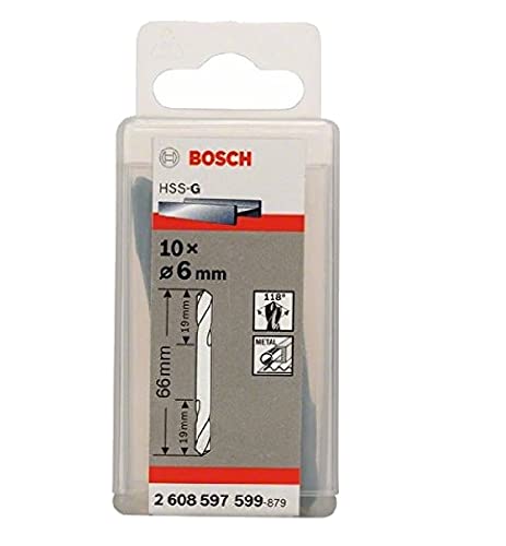 Bosch Professional Doppelendbohrer HSS-G geschliffen (10 Stück, 6 mm) Durchmesser: 6/Gesamtlänge in mm: 66 von Bosch