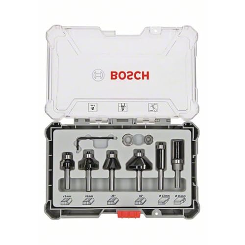 Bosch Robert Pro AEA90114 BOSCH-2607017468 Set mit 6 Fräsern zum Abreißen, Fasen, Rundfräsen, 6 mm Schaft, 6 Stück von Bosch