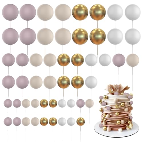 Bosillsm 60 Stück Ball Kuchen Topper Luftballons Kuchen Bälle Dekoration DIY Kuchen Einsatz Topper Schaumstoff Kuchen Kugeln Backen Dekoration für Weihnachten Hochzeit Jahrestag Geburtstag (Apricot von Bosillsm