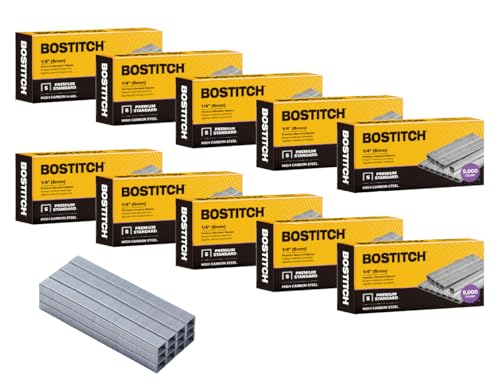 Bostitch Office 50.000 Standard-Heftklammern, 0,6 cm Länge, Vollstreifen-Heftklammern, 210 Stück/Streifen, 5000 pro Box, 10 Stück von Bostitch