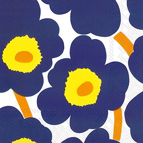 Boston International l552644 Ihr Marimekko Floral Lunch Papier Servietten, 16,5 x 16,5 cm "Unikko dunkelblau von Boston International