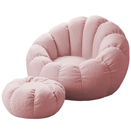 BotYcht Sitzsack Bezug für Kinder und Erwachsene Sitzsackbezug Sitzsackhülle (ohne Füllung) für Wohnzimmer, Schlafzimmer, Balkon, Weicher Teddy-Samtstoff Sitzsäcke Sofa Hülle,Rosa von BotYcht