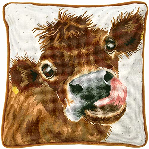 Bothy Threads Gobelin-Stickkissen Set Moo Stickbild gedruckt von Bothy Threads