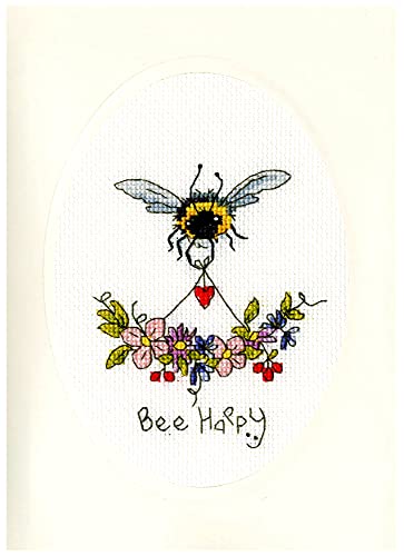 Bothy Threads Grußkarte Kreuzstich Set Bee Happy, Zählmuster, XGC25, 9x13cm von Bothy Threads