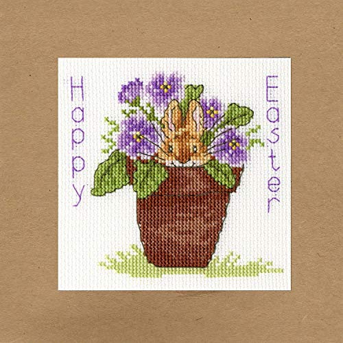 Bothy Threads Grußkarte Kreuzstich-Set Osterhase, 10x10cm, XGC19, Zählmuster von Bothy Threads