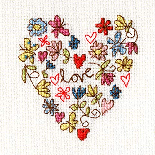 Bothy Threads Grußkarte Kreuzstich-Set Sweet Heart Karte, 10x10cm, XGC1, Zählmuster von Bothy Threads