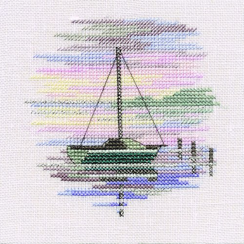 Bothy Threads Kreuzstich-Set Menuette - Segelboot, 10x10cm, DWMIN11A, Zählmuster von Bothy Threads