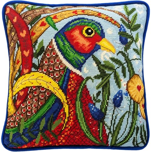 Gobelin-Stickkissen Stickpackung, Flights Of Fancy: Fasan, 36x36cm von Bothy Threads