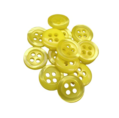 50 Perlmuttknöpfe - 5 Größen und 11 Farben zur Auswahl - Hergestellt und versandt aus Spanien (Gelb, 10 mm) von Botiboton SL