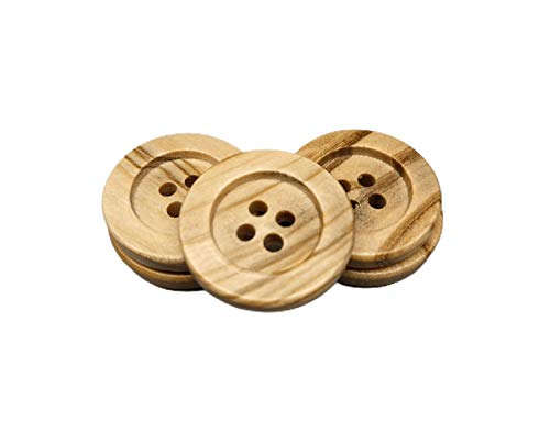 BOTIBOTON - 50 Naturholzknöpfe mit 4 Löchern (12,15,18,20,25 mm) - Olivenholz - Helles Holz - Nähzubehör - Hergestellt und versandt aus SPANIEN (20 mm) von Botiboton SL