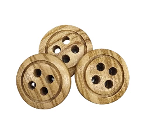 BOTIBOTON - 50 Naturholzknöpfe mit 4 Löchern (12,15,18,20 und 25 mm) - Olivenholz - Helles Holz - Nähzubehör - Hergestellt und versandt aus SPANIEN. (12 mm) von Botiboton SL