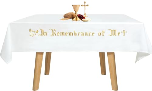 BOTIDE Große Tischdecke mit Aufschrift "Remembrance of Me", Altar, für die heilige Kommunion, goldfarbene Stickerei von Botide